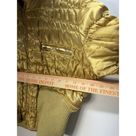 George Palomares Y2K Style Gold Cropped Puffer Jacket With Faux Fur Trim Size L - Picture 5 of 15
